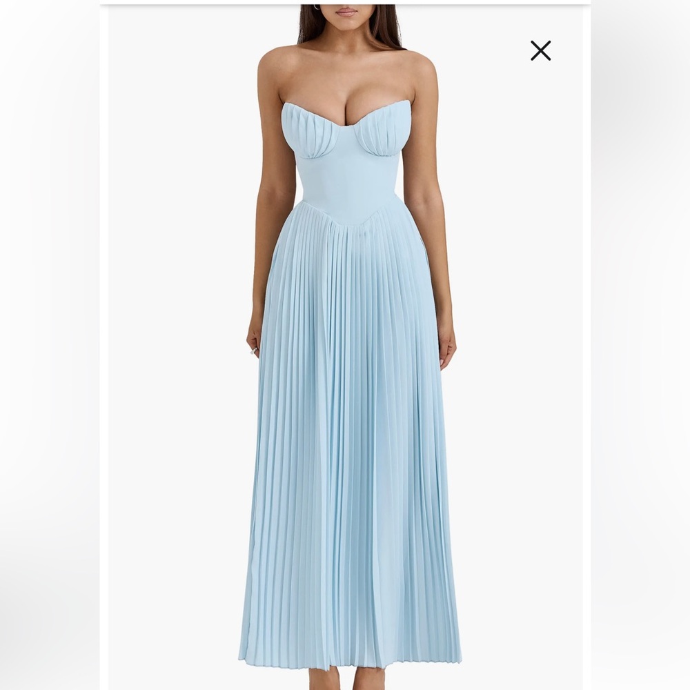 Marcella Strapless Pleated Georgette Gown